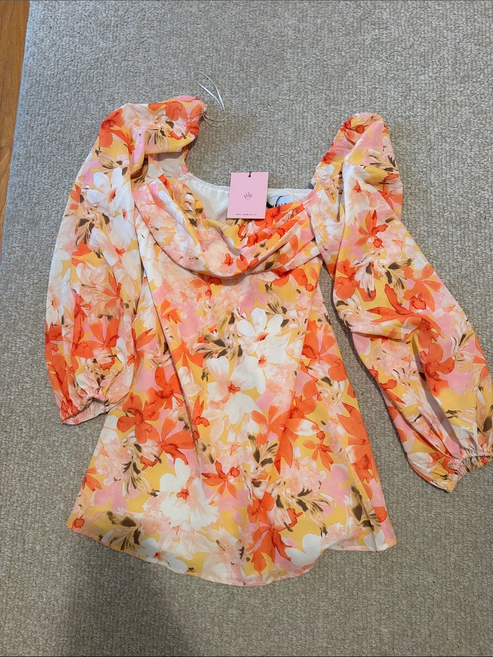 Hello Molly FLOWY LAVA DRESS ORANGE, New with Tags